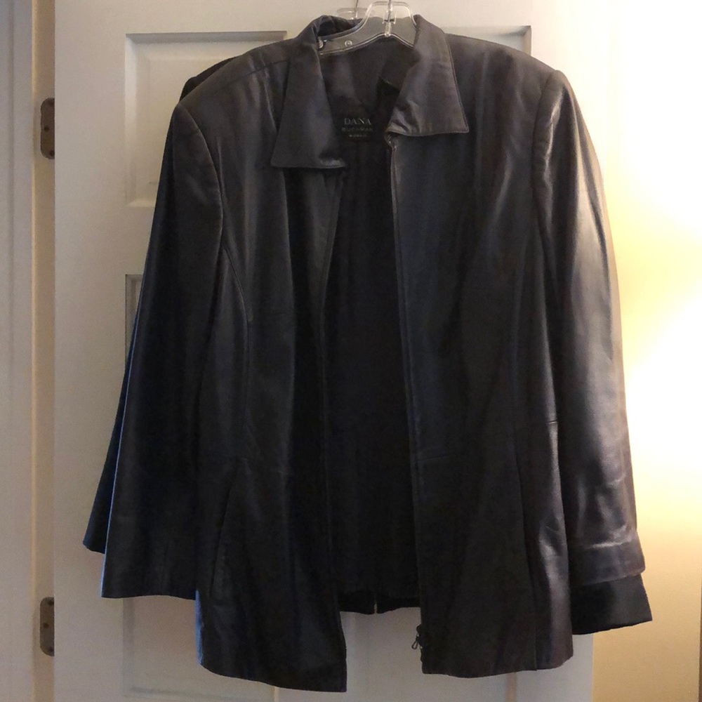 Brown leather jacket with zipper